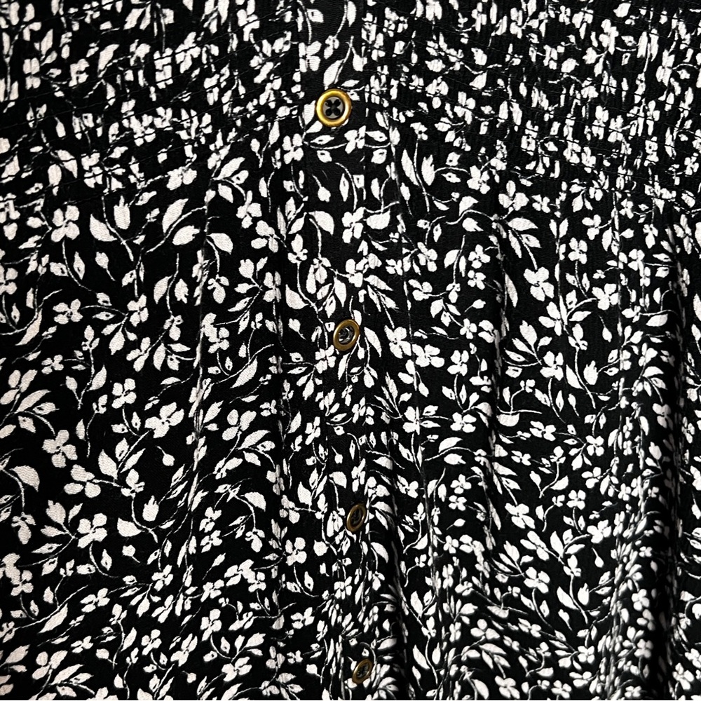 Knox Rose Black Floral Print Long Sleeve Peasant Style Top Hi-L Womens Size XXL - Picture 2 of 12